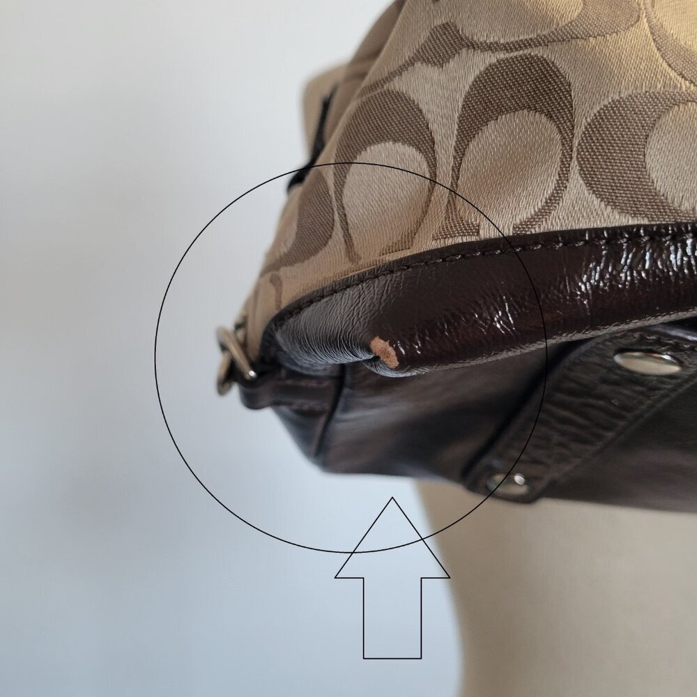 Coach Ashley Signature Sateen Brown/Khaki Satchel Handbag - Picture 15 of 16